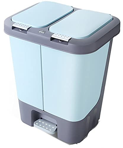 PLMNBQWE Contenedor de Basura para Exteriores, con Pedal, Doble escalón, para desechar con Las Manos, clasificado para Reciclar, con plástico
