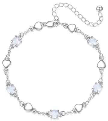 JERWLI Mondstein Opal Wasser Moosachat Türkis Schwarzer Onyx-Armband aus 925 Sterling Silber, Herz-Armbands für Frauen, Schmuckgeschenke.