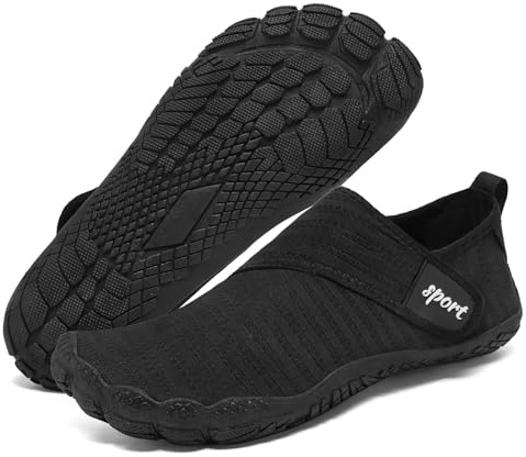 Rechtmien Water Shoes Mens Womens Swim Aqua Surfing Quick Dry Non-Slip Barefoot Lightweight Breathable Beach Black 8 Women/7 Men