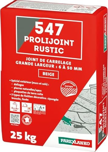 PAREXLANKO - Joint carrelage large - 547 PROLIJOINT RUSTIC - Granit - 25kg | Joints 6 à 50 mm - Pour dallages, pierres naturelles et plaquettes - Hydrofugé - Finition rustique décorative