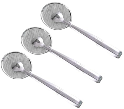 UKCOCO 3 pièces Cuillère Passoire Inox avec Clip Multifonction Filtre Huile Friture et Saisie Aliments pour Cuisine Bbq et Friture