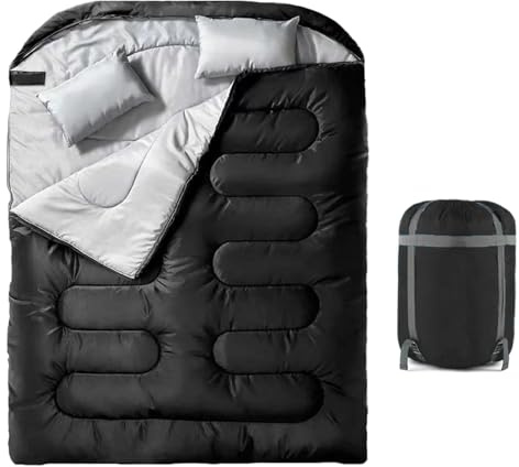 Schlafsäcke für Erwachsene 2 Personen | Doppelschlafsack für Erwachsene, Ausrüstung und Matratze für Frauen und Männer, Wandern, Outdoor, Sommer, Winter, kaltes Wetter