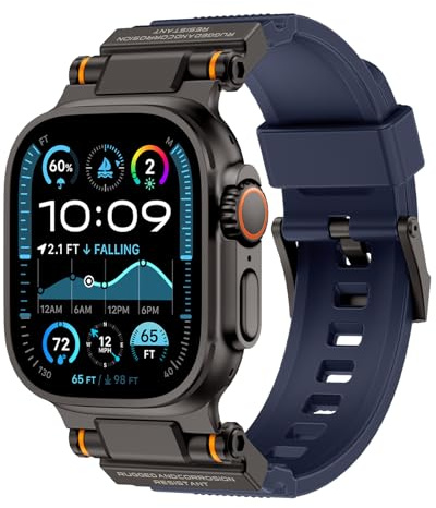 Correas Compatibles con Apple Watch Ultra 2 49 mm,Bandas de Silicona Adaptador de Acero Inoxidable, para Apple Watch Ultra 3/2/1 Series 11/10/9/8/7/SE 3/SE 2/6/5/4/3/2/1 49 mm 46mm 45mm 44mm 42mm