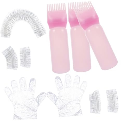 ULTECHNOVO Kit de Teñido de Cabello Portátil Rosa con Botellas de Aceite Guantes Gorro y Orejeras para Salón y Uso Doméstico Herramientas Duraderas para Aplicar y Aclarar el Tinte Fácil y