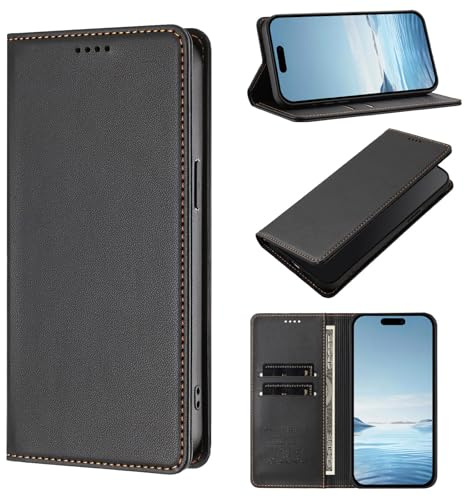 WOWUDI Funda para Motorola Moto E20 / E30 / E40,Bloqueo RFID Carcasa Protector con Ranuras para Tarjetas,ase Magnético Fuerte Ranura para Doble Tarjeta -Negro