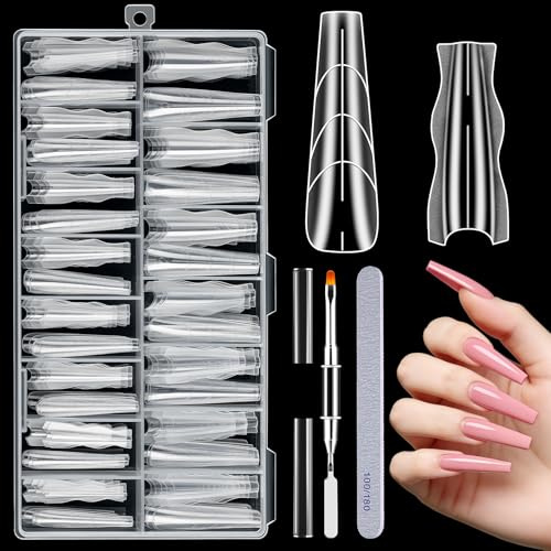Becellen 180 stycken nagelformar sandwich, 15 storlekar smörgåsar, dubbla naglar, återanvändbara, polygel, konstgjorda naglar, formar för förlängning, manikyr (balett)