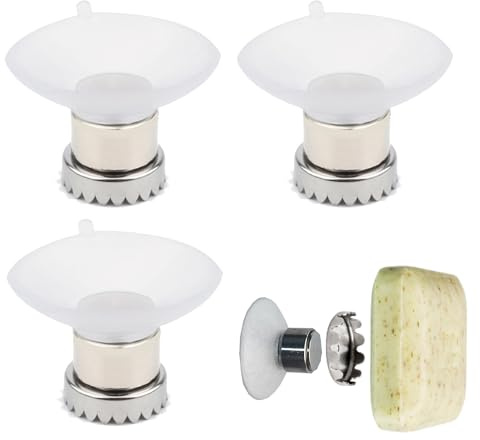 Lot de 3 Porte-Savons Magnétiques à Ventouse,Porte Savon Magique Aimanté avec Ventouse,Porte-Savon Magnétique,Distributeur Savon sans Perçage pour Salle de Bain, Cuisine