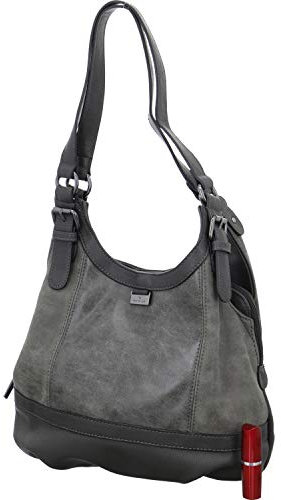 TOM TAILOR Juna Damen Shopper Umhängetasche Reißverschluss Klein Grau