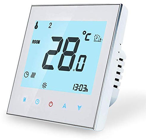 WiFi Smart Thermostat Compatible with Alexa Google Home-Wireless Room Thermostat for Water Heating, LCD Touch Screen Programmable Temperature Controller 3A(White)