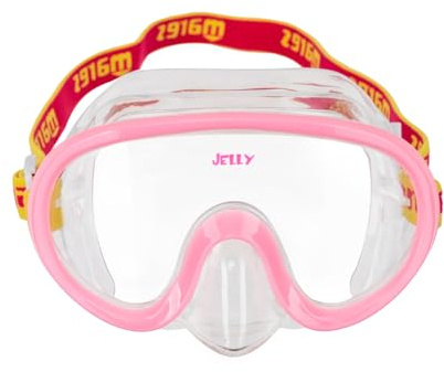 Mares Junior Jelly Mask - Single Lens Clear Vision Adjustable Silicone Dive Mask for Scuba Diving, Freediving, Snorkeling, Pink Yellow