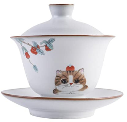 Abaodam 1 Jeu Tasse à Thé Mignon Chat Ru Tasses à Thé Chinoises Anciennes Ragoût De Bol D'oiseaux Matcha Chawan Expresso Bol De Soupe Vapeur Sucrier Voyage Bol De Fruits Mariage Céramique