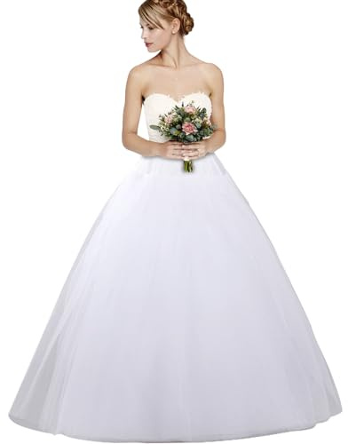 dgdgbaby Jupon sans Cerceau en Crinoline A-Line Slips pour Robe de mariée Longueur au Sol, Blanc, Taille Unique