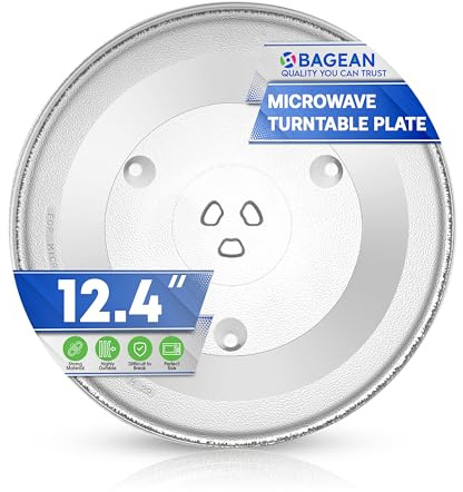 Microwave Plate Replacement 12-3/8” for Oster P34 Microwave Glass Turntable Plate - Oven Cooking Tray Dish Fits Plates From Many Microwave Turntable Brands Including GE Panasonic and Sanyo