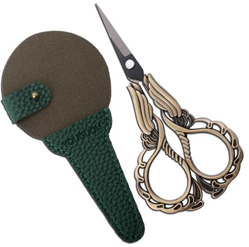 YOUGUOM Sharp Detail Scissors with Case Embroidery Crafting Sewing Scissor for Needlework Threading Craft Artwork DIY Tools, Vintage Little Precision Shears