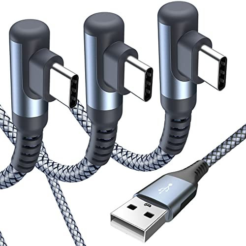 USB C Kabel 3.1A [3Stück 3M+3M+1M] Schnellladung,Winkel Ladekabel USB C Nylon Type C Kabel für Samsung S25 S24 S23 S22 zu S8 Plus/Ultra/FE,Note 20/10,A71 A52 A51,i Phone 15 16 Pro Max,HUAWEI P60/P50