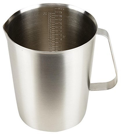 Xiao Hua Stainless Steel Measuring Cup Pitcher with Marking with Handle for Milk Froth Latte Art (64OZ/2 Liter)