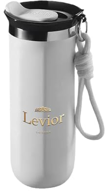 Levior Insulated Travel Mug | 500ML Vacuum Cup | Rope Handle | Leak-Proof & Reusable | Hot & Cold Drinks | Perfect for Coffee, Tea, Office, Travel, Camping, and Outdoor Adventures (White)