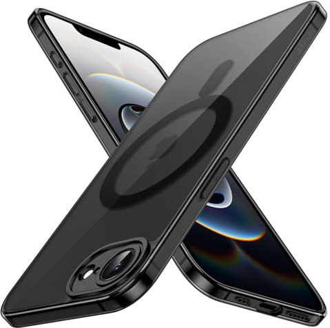 JETech Coque Magnétique Fine pour iPhone 16e 6,1 Pouces 2025 Compatible avec MagSafe, Objectif Caméra Protection Complète, Étui Housse Transparente Protectrice Ultra Mince Légère (Noir)