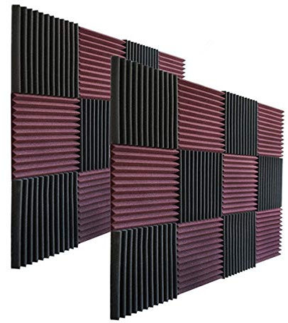 Lot de 24 panneaux acoustiques professionnels en mousse 30 x 30 x 2,5 cm, for studio d'insonorisation, for la réduction du bruit et le contrôle de l'écho en home cinéma, bureau ou studio d'enregistrem