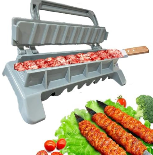 Macchina portatile per kebab, spiedini per barbecue, riutilizzabile, per barbecue da giardino, barbecue, cucina, 29 x 12,7 cm