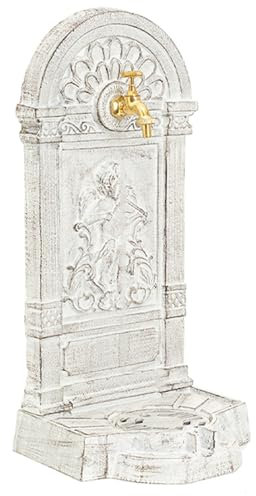 LUNAIZHUO Stehende Wassersäule aus Gusseisen für den Innenhof im Freien, Dekorativer Retro Brunnen mit Wasserhahn für die Bewässerung von Garten, Bauernhof und Hinterhof(White)