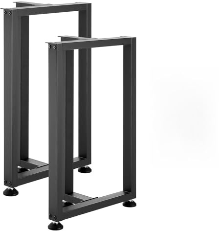 VEVOR Patas de Mesa en Forma de T de Acero al Carbono, Capacidad Máxima 1000 kg, 740 x 450 mm, Juego de 2 Patas Cuadradas con Kit de Herrajes para Muebles, Escritorio, Mesa de Bar y Banco de Trabajo