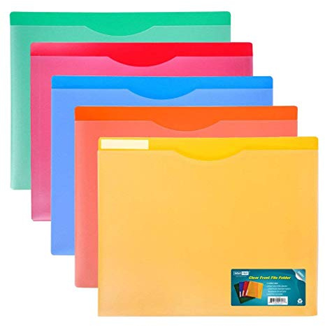 Waterproof Poly-File Folders with Top Tab, Letter Size, Assorted Colors, 10pcs Pack