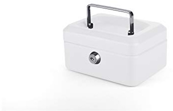 Pavo 8008629 Premium – Caja de caudales, cerradura de cilindro con 2 llaves, 15 x 12 x 8 cm), color blanco