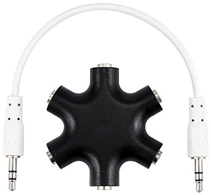 Surplex Divisor de Auriculares Con 5 Salidas - Conector Jack 3,5 mm Para Smartphones, iPhone, iPad, iPod, MP3/MP4 Players y Tablets