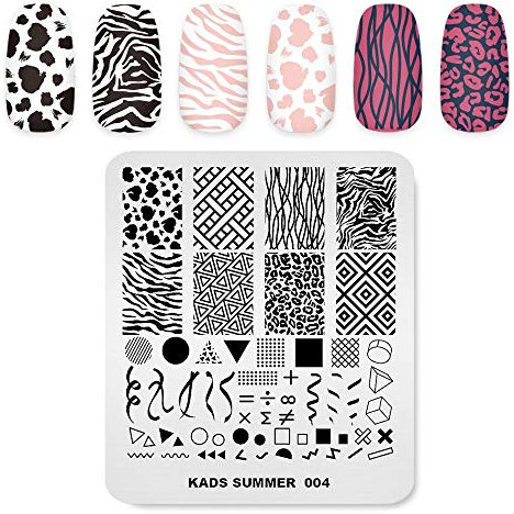 Nail Plaques de stamping Thème Été Image Impression Modèles de conception Géométrie Léopard Motif Zèbre Plusieurs Motif Conception De Manucure Pochoir DIY Nail Art Outils de Stamping