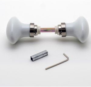 Double Knob Porcelain White Nickel Base