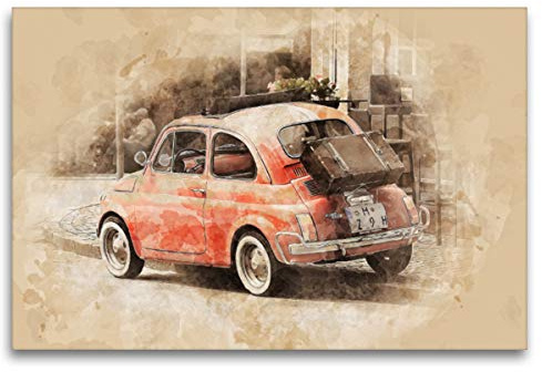 Premium Textil-Leinwand 120 x 80 cm Quer-Format Fiat Nuova 500 | Wandbild, HD-Bild auf Keilrahmen, Fertigbild auf hochwertigem Vlies, Leinwanddruck von Peter Roder