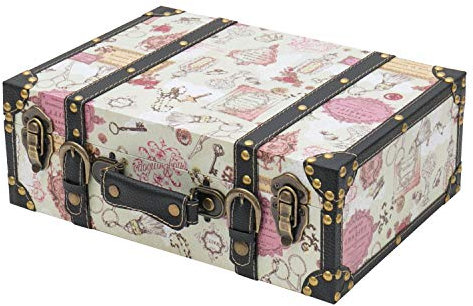 HMF VKO105 Vintage Koffer aus Holz | 38 x 26 x 13 cm | Groß | Deko Barock