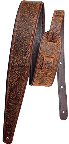 LM Products Premier Guitar Strap - Western Tooled, Brown