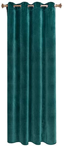 WOLTU Verdunklungsgardine mit Ösen Samtvorhang Blickdicht Thermogardine, 300 g/m² Schwere lichtundurchlässige Verdunklungsvorhang für Schlafzimmer Geräuschreduzierung Dunkelgrün 140x245 cm (1 Stück)