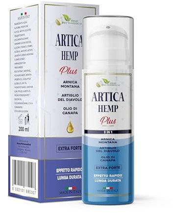 HEMP PHYTOMEDICAL Artica Hemp Plus. Crème Extra Forte pour Muscles et Articulations. Avec Arnica, Griffe du Diable et Huile de Chanvre. 200 ml