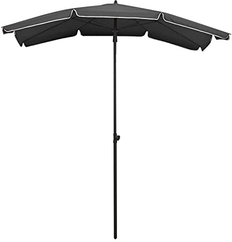 Tidyard Sombrilla de Jardín con Palo de Acero Altura Ajustable Protección Solar Sombrilla de Terraza Parasole para Balcón Patio Playa Gris Antracita 200x130 cm