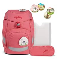 ergobag prime zaini zaino scolastico ergonomico per bambini, scuola elementare, Set di zaini da 4 pezzi, 20 litro, 1100g Lamas in Bearjamas - Rosa