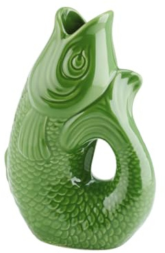 Gift Company Vase Monsieur Carafon S, Dekovase in Fisch-Form, Steingut, Green Bay, 25 cm, 1087403008