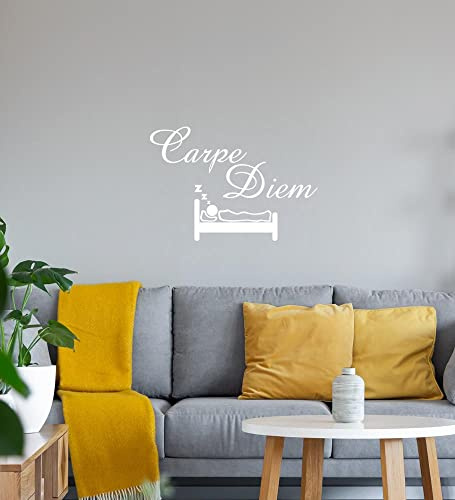 Carpe Diem - Adhesivo decorativo para pared (40 x 27 cm), color blanco