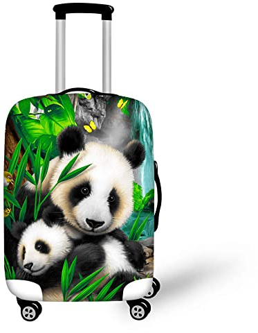 WunM Studio CE Anpassa din bild/namn/logotyp bagageöverdrag resetillbehör rolig ful djur panda delfin anpassad husdjur – bagageutrymmet passar till 45–82 cm resväska elastiska skyddande fodral, panda, M