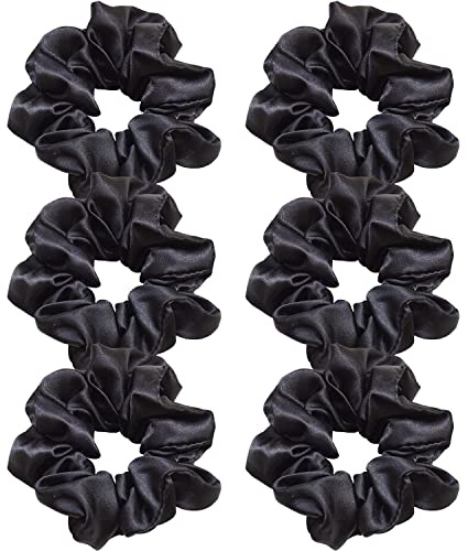 6 Stück Haargummis Scrunchies Schwarz Elastische Haarbänder für Mädchen Damen Frauen, Dicke Haargummi Pferdeschwanz Haar-Accessoires