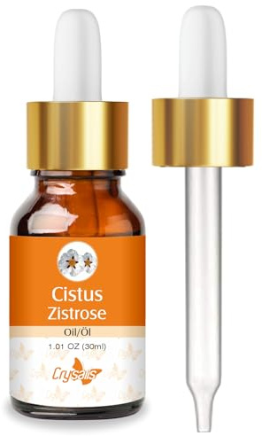 CRYSALIS Olio di cisto|Olio essenziale non diluito puro e naturale al 100% standard biologico per la cura della pelle e dei capelli|Proprietà astringent, tonifica la pelle-30ML con contagocce