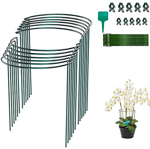12 Stück Pflanzenstütz pfahl, Garten Blumenstütze Strauchstütze Metall Garden Halbrund Stützring käfighalter Rankhilfe Klettergitter für Tomaten Gemüse Blumen Pflanzenanbau Grenzstütze(25 * 40cm)