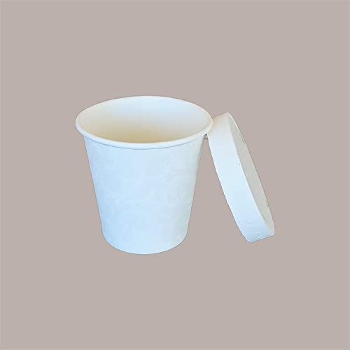 Lucgel Bicchieri in Carta Termico per Caffè Orzo 80cc Bianco 3oz BC05 con Coperchio chiuso in Carta Bianca - 100 PEZZI -