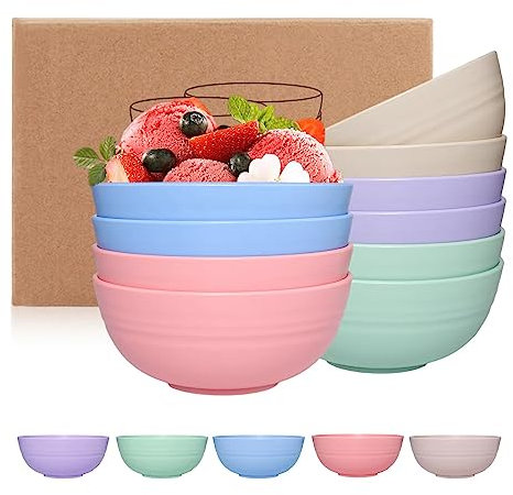 Sevitini Cuencos de plástico, Juego de 10 Bol plastico, sin bpa, Bowl plástico para niños y adultos, Cuenco camping, para camping y fiestas