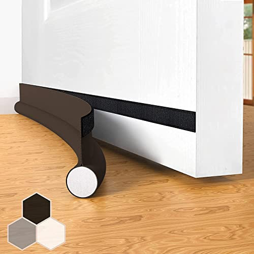 Joint de Porte Coupe-Vent Auto-adhésif pour Portes, 94 cm sous Porte Coupe-Vent isolable Balai de Porte Protection Contre Les intempéries, insonorisé, Brun