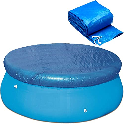 WINOK Poolabdeckungen for Rund Ø 305 cm Schwimmbad, Poolabdeckplane Schwimmbecken Solarplane Pool Abdeckung für Metal und Prism Frame Easy Set Rund Pools, PE Schutzplane Wasserdicht Staubdicht