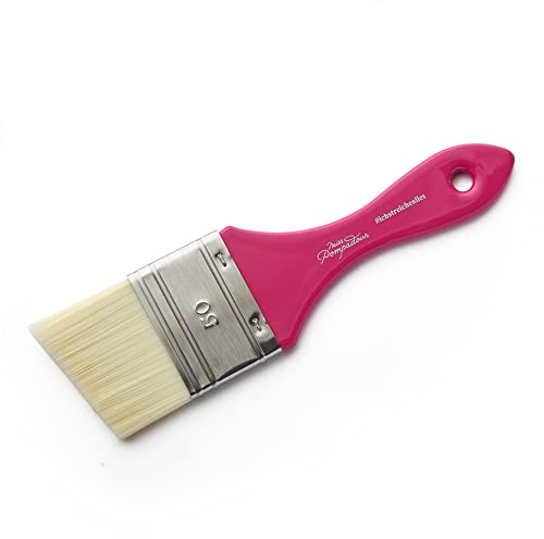 MissPompadour Zum Streichen Flachpinsel 50 mm | Handgefertigt, Flachpinsel, gerader Besatz, feines Synthetikhaar, für Wandfarben, Lack, Lasuren, Made in Germany
