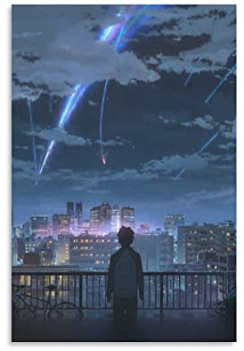 Carteles de dibujos animados Anime Your Name Kimi No Na Wa Poster Print Art Pintura de pared Carteles de lienzo Moderno Decoración de dormitorio 24 x 36 pulgadas (60 x 90 cm)